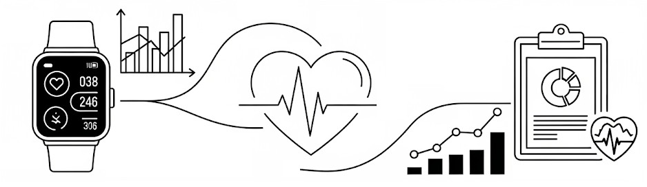 Banner illustrating various types of health time-series data